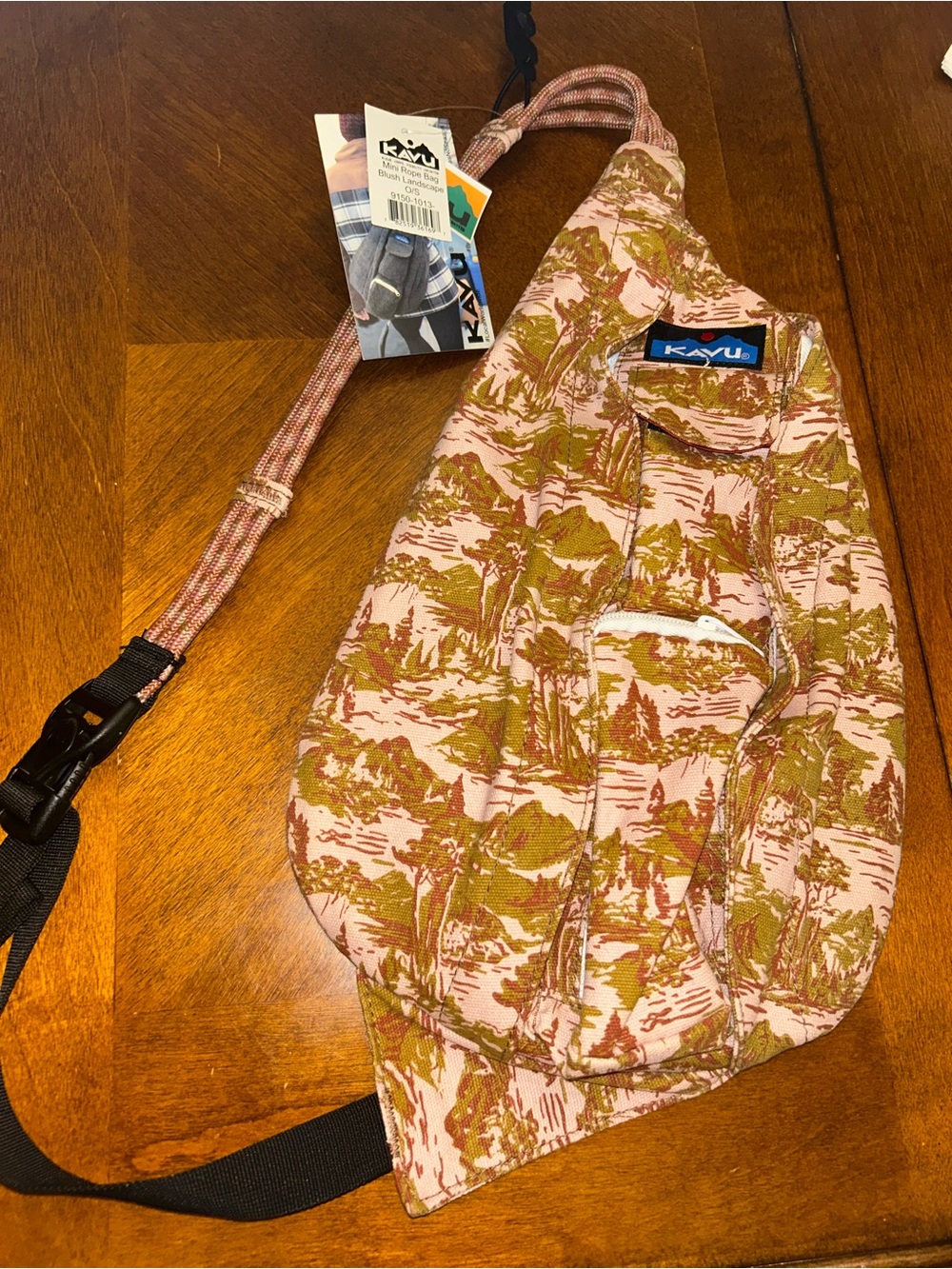 Kavu Mini Rope Bag in Blush & Olive Landscape